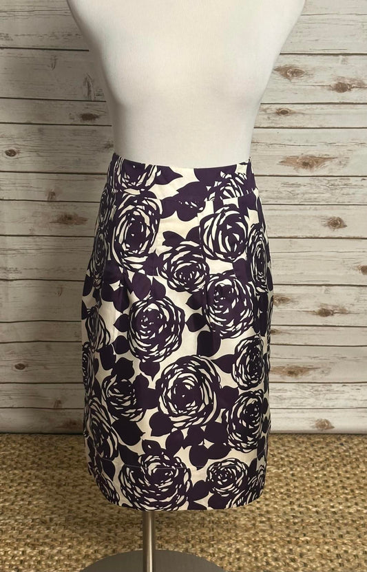 Boden office siren business casual purple silk floral pencil skirt Size 14R