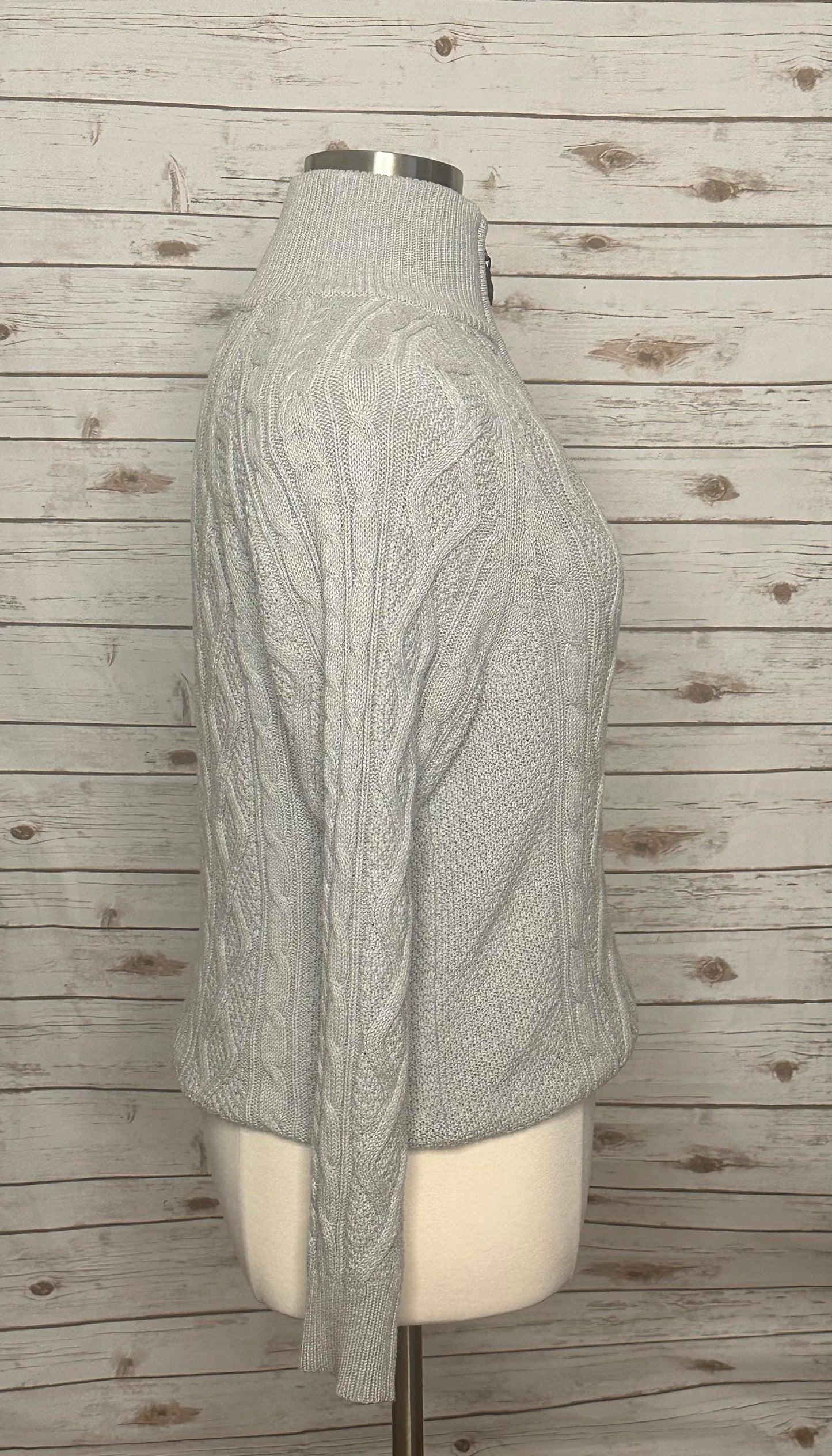 BKE classic gray 1/4 zip mock neck cable knit sweater Size Large