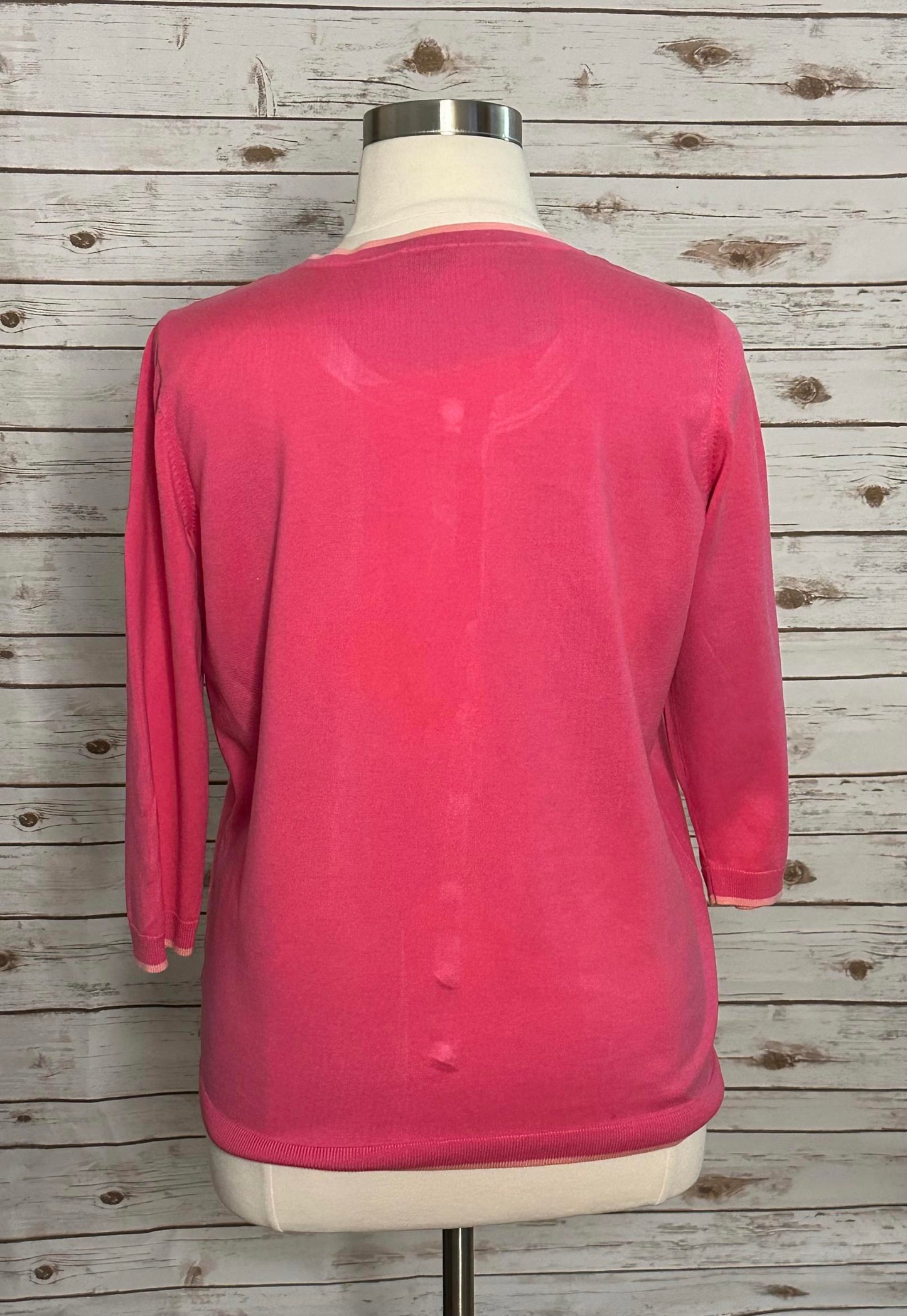 Talbots Plus Barbiecore pink/light pink button-down cardigan sweater Size 1X