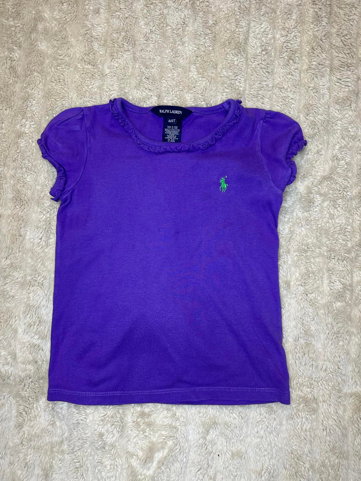 Ralph Lauren purple cotton short sleeve ruffle t-shirt Size 4/4T