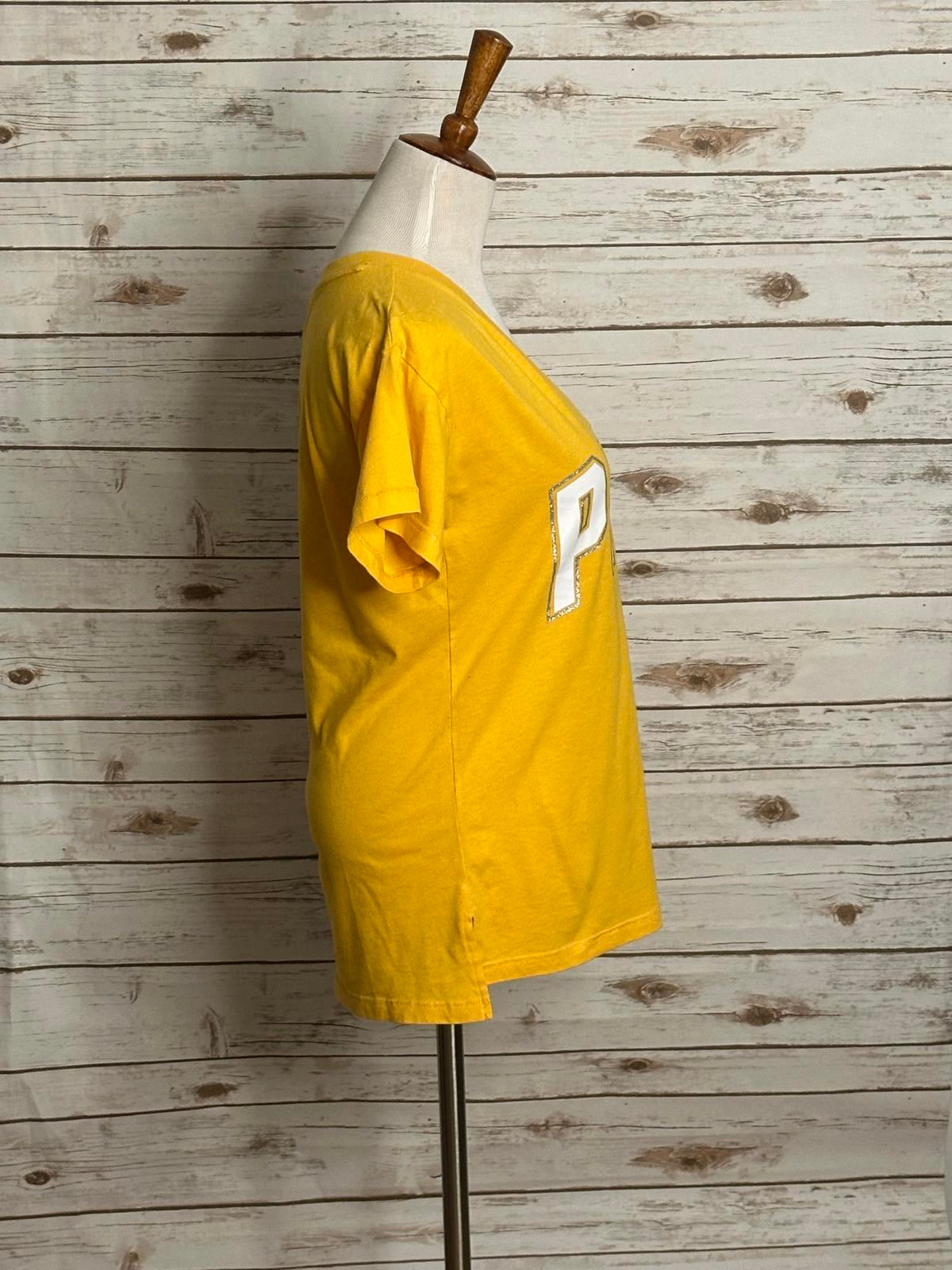 Victoria's Secret PINK yellow V-neck oversized boyfriend T-shirt Size XS