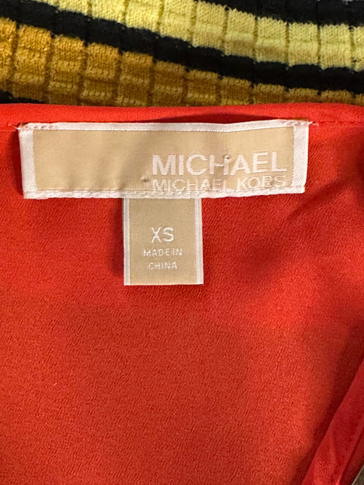 Michael Michael Kors orange sleeveless front draped button-up blouse Size XS