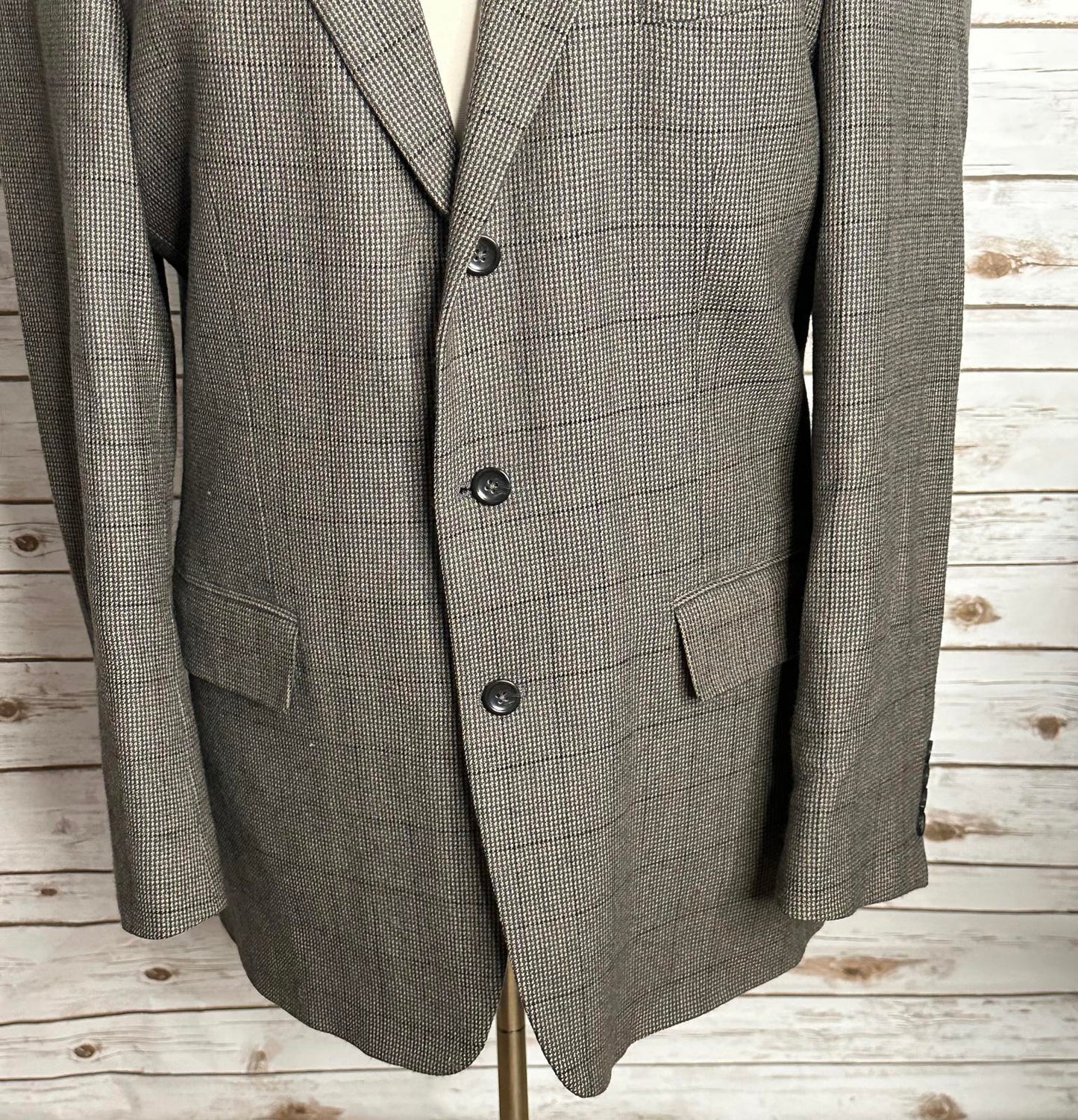 Oscar de la Renta wool/cashmere plaid single-breasted sportscoat/blazer Size 44L