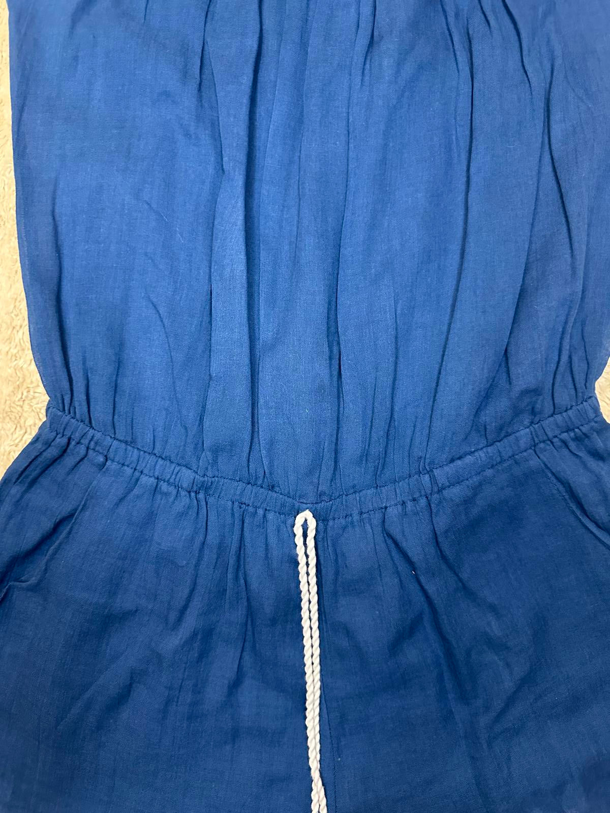 Lucky Brand blue cotton embroidered off-shoulder beach cover-up/romper Size S