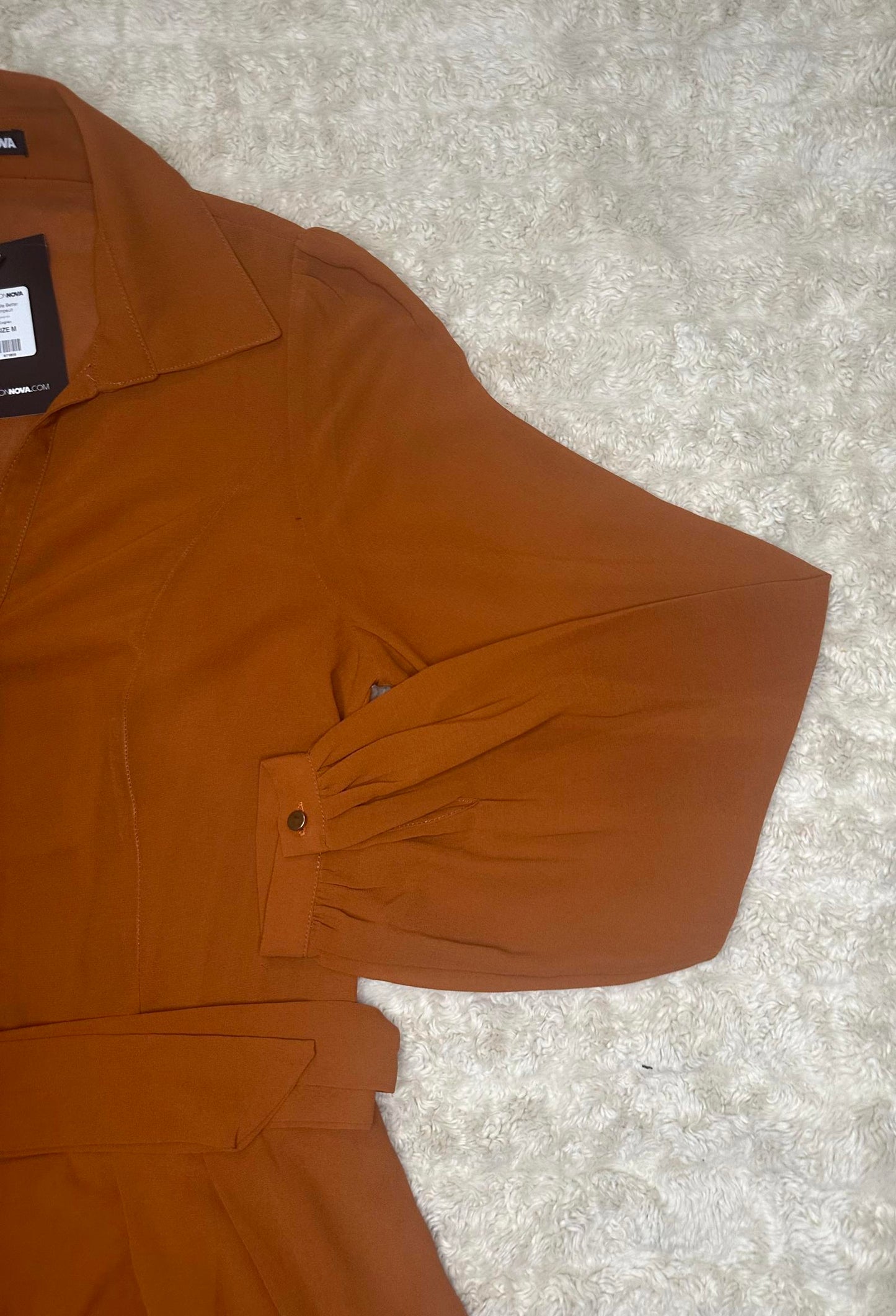 Fashion Nova lightweight cognac brown 'Like Me Better' jumpsuit Size Medium