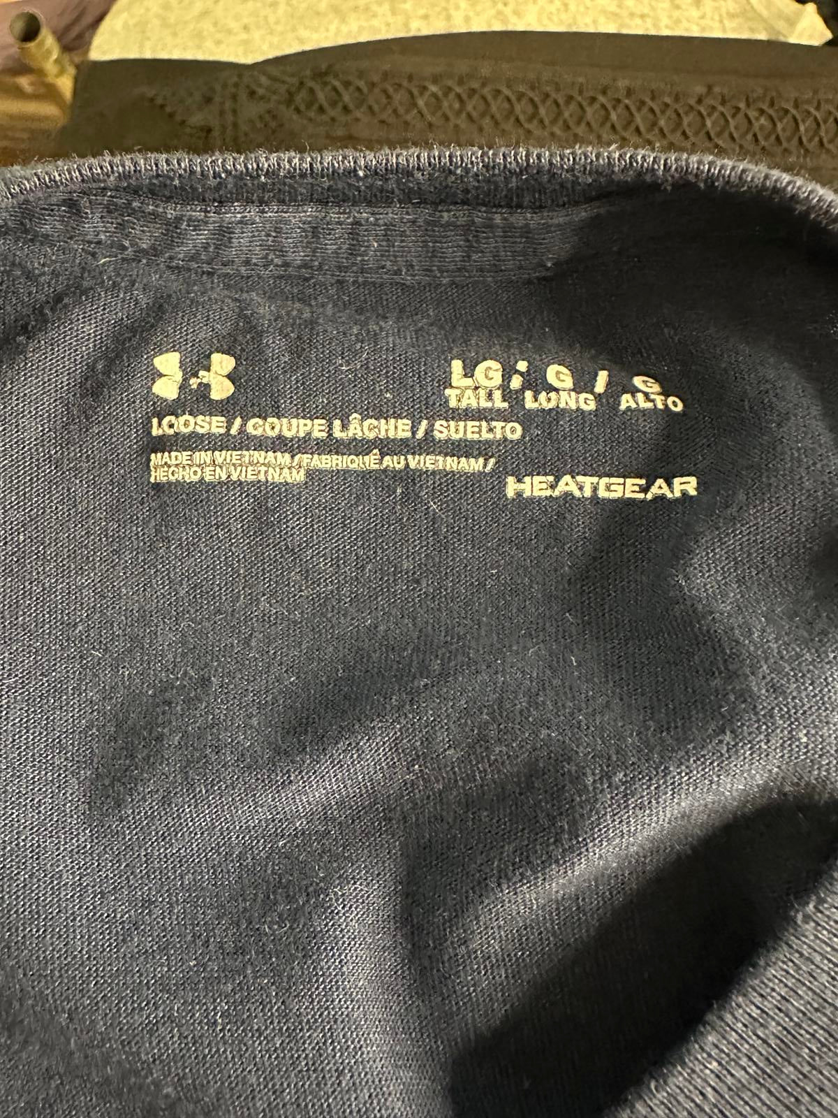 Under Armour Heatgear activewear navy cotton short sleeve t-shirt Size Large