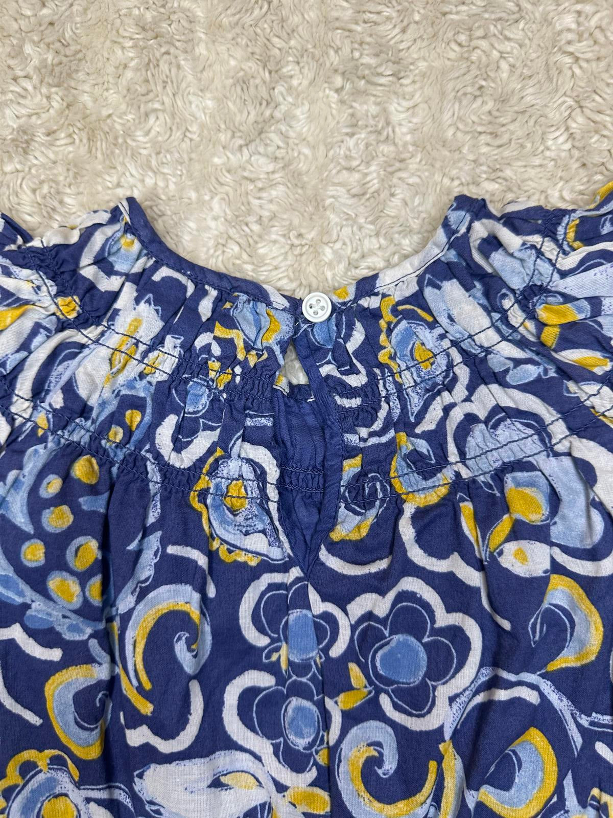 J.Crew/Crewcuts royal blue floral smocked flutter sleeve dress Size 3/3T