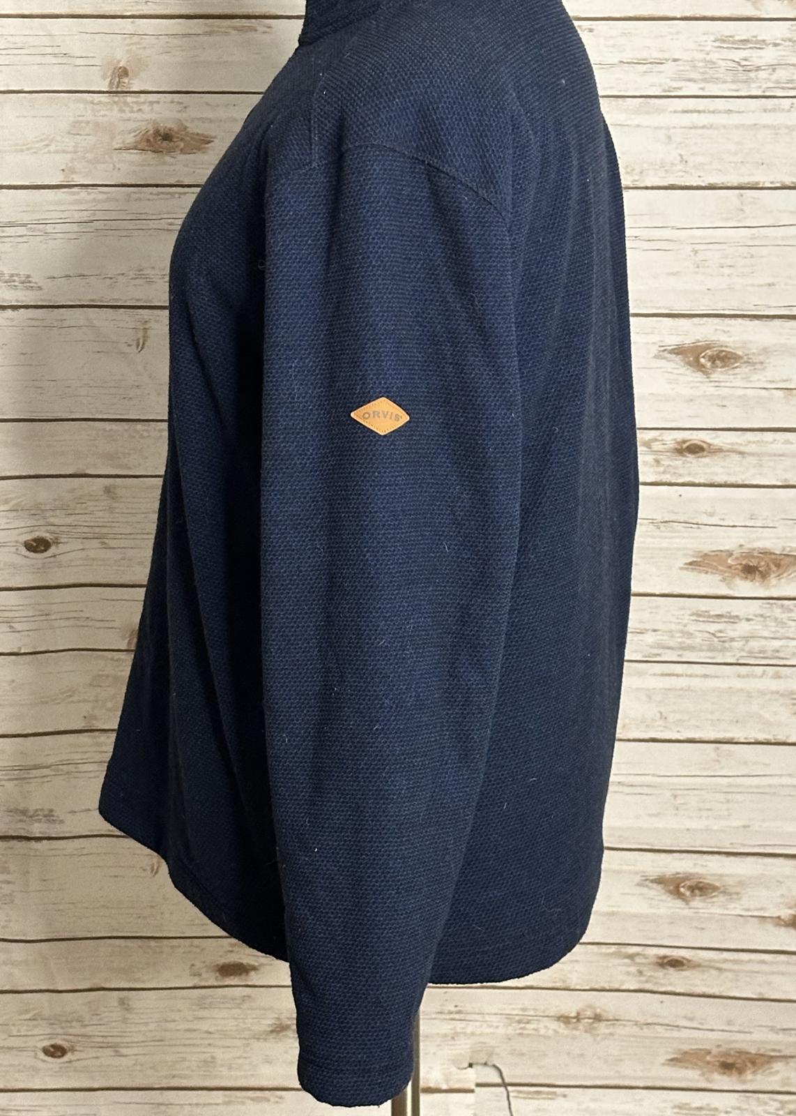 Orvis dark blue gorpcore quarter zip fleece-lined sherpa pullover top Size XL