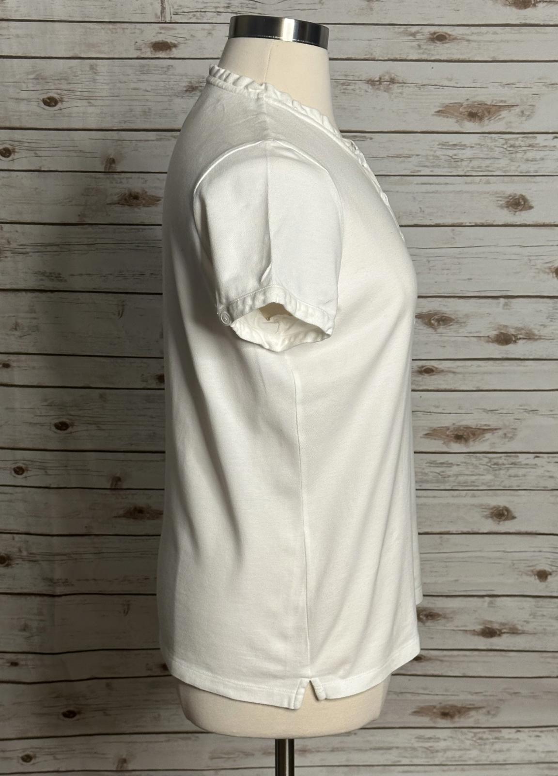Vtg Polo Jeans Co white cotton short-sleeve ruffled collar polo shirt Size XL
