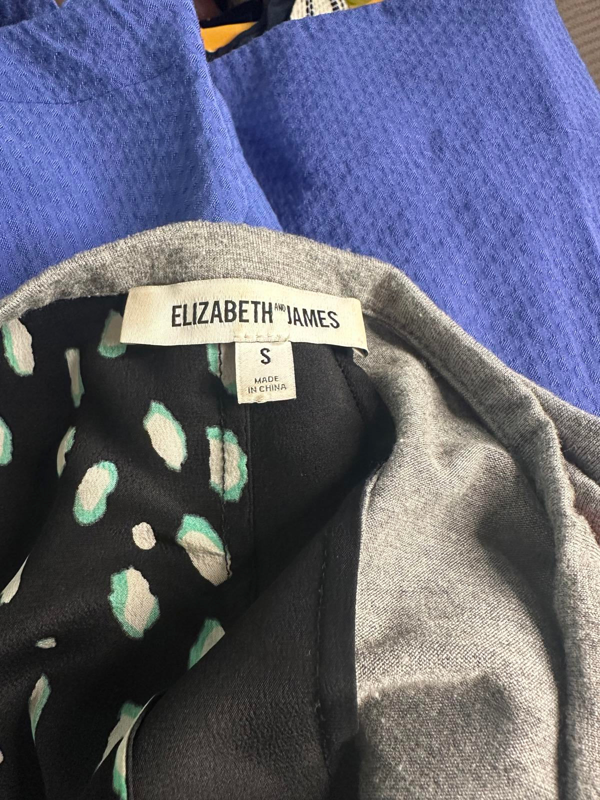 Elizabeth & James grey multi-textured patchwork silk/jersey dress Size Small