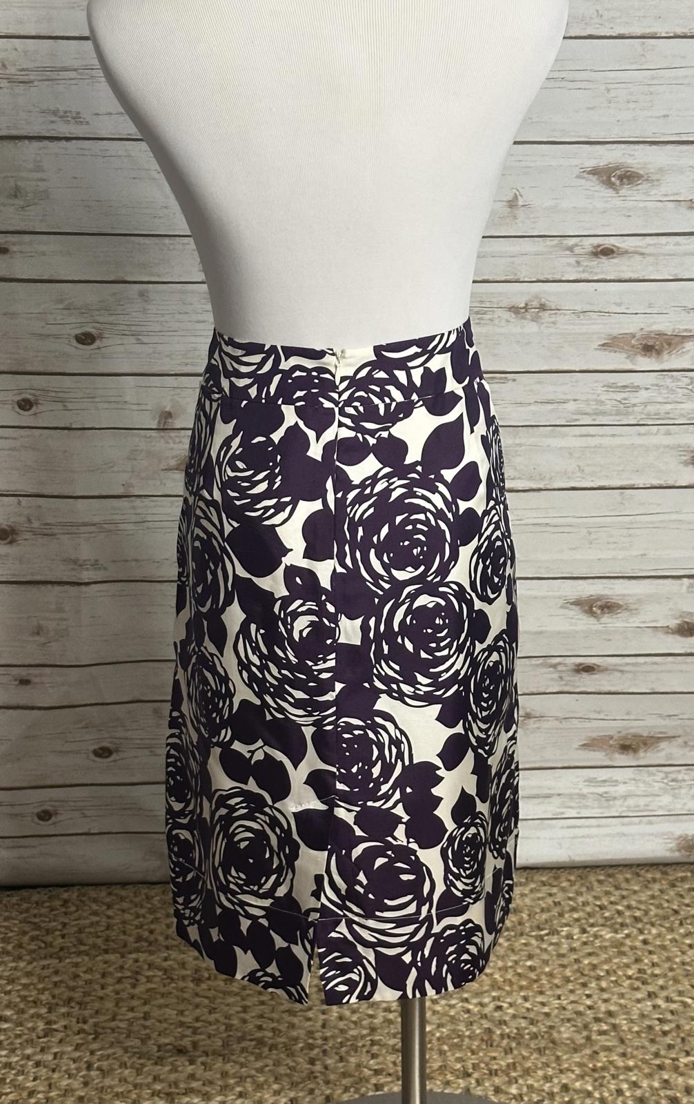 Boden office siren business casual purple silk floral pencil skirt Size 14R