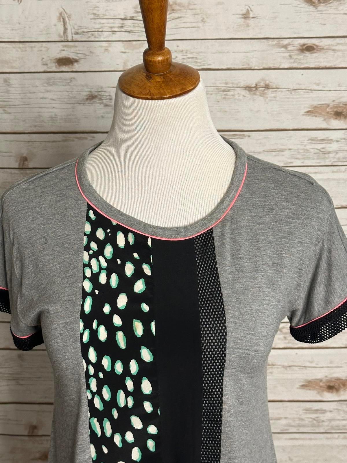 Elizabeth & James grey multi-textured patchwork silk/jersey dress Size Small