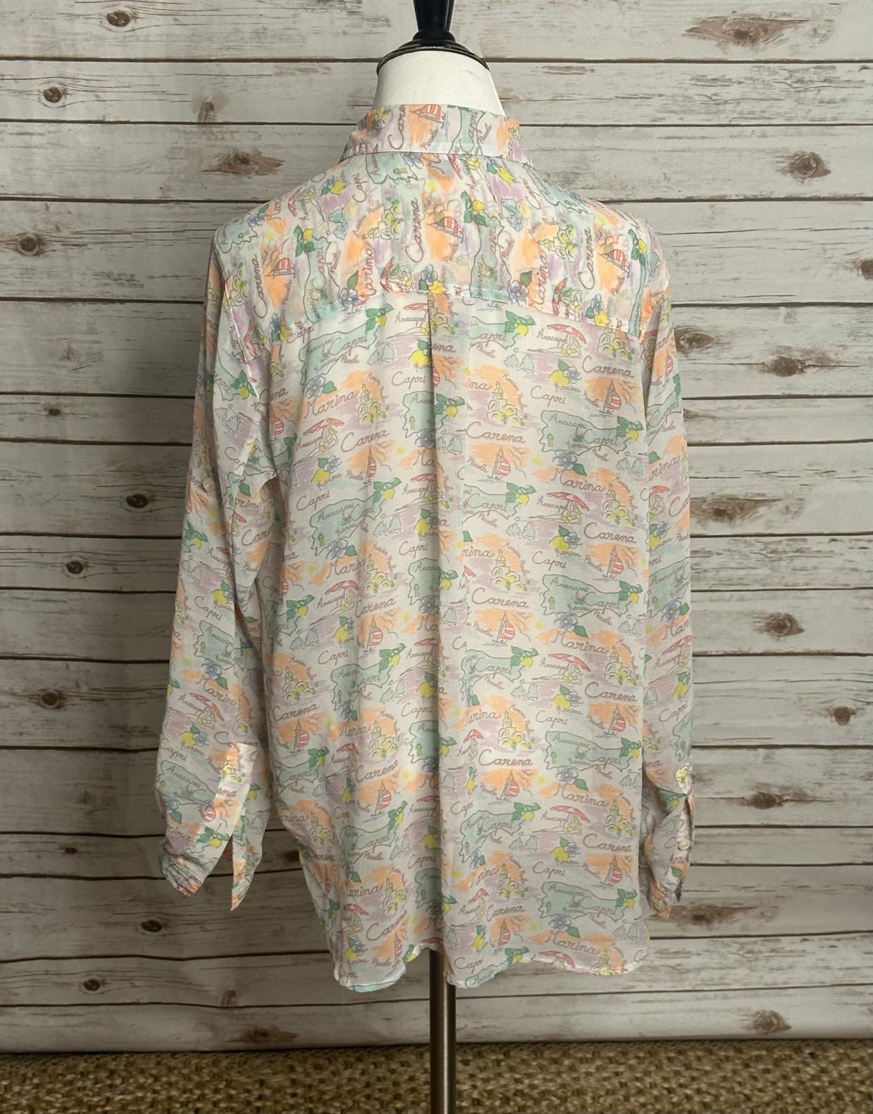Victoria's Secret Italian Vacation sheer button-up long sleeve blouse Size Small