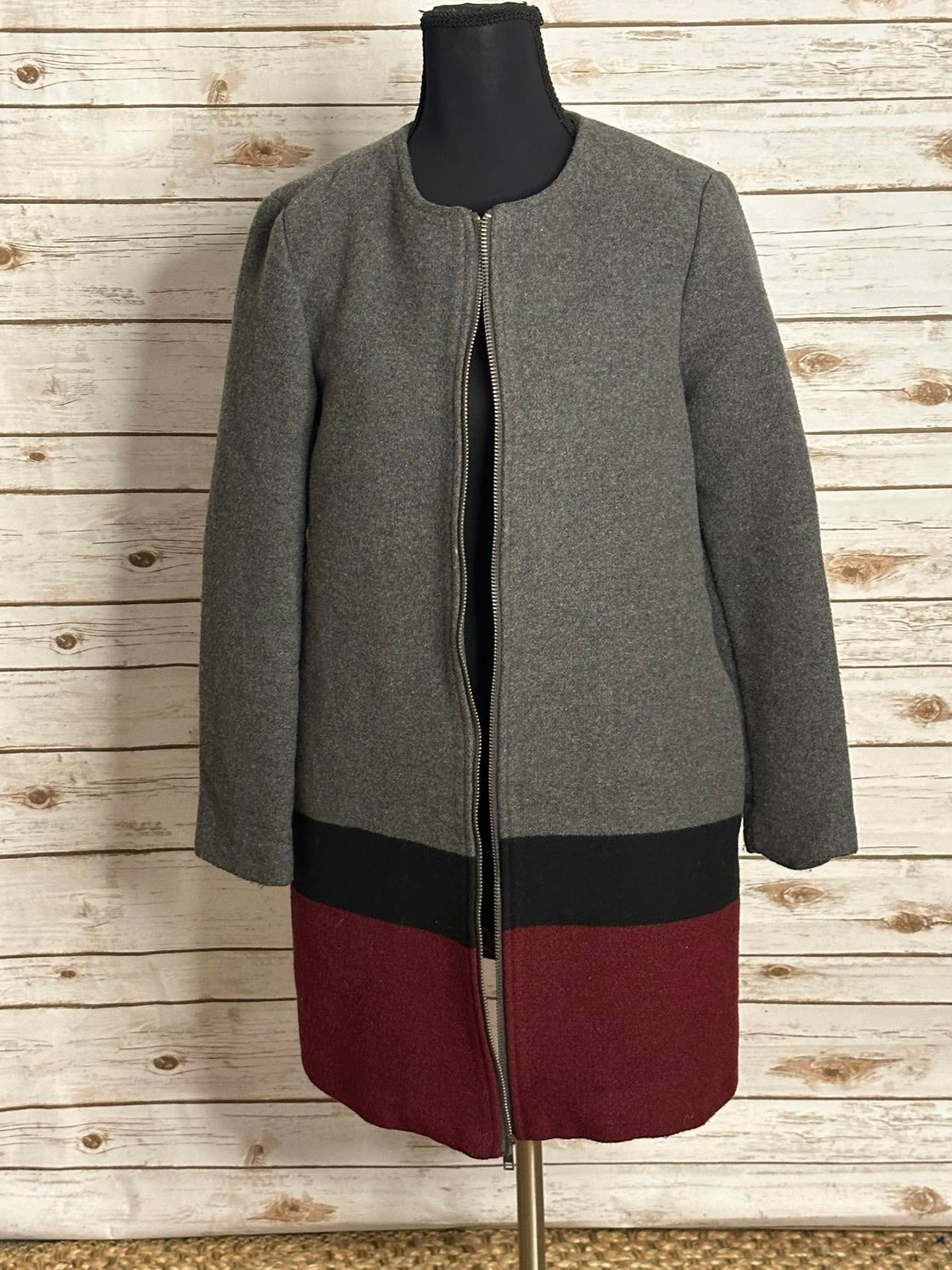 cupcakes and cashmere Carey colorblock wool-blend full zip overcoat Size XS