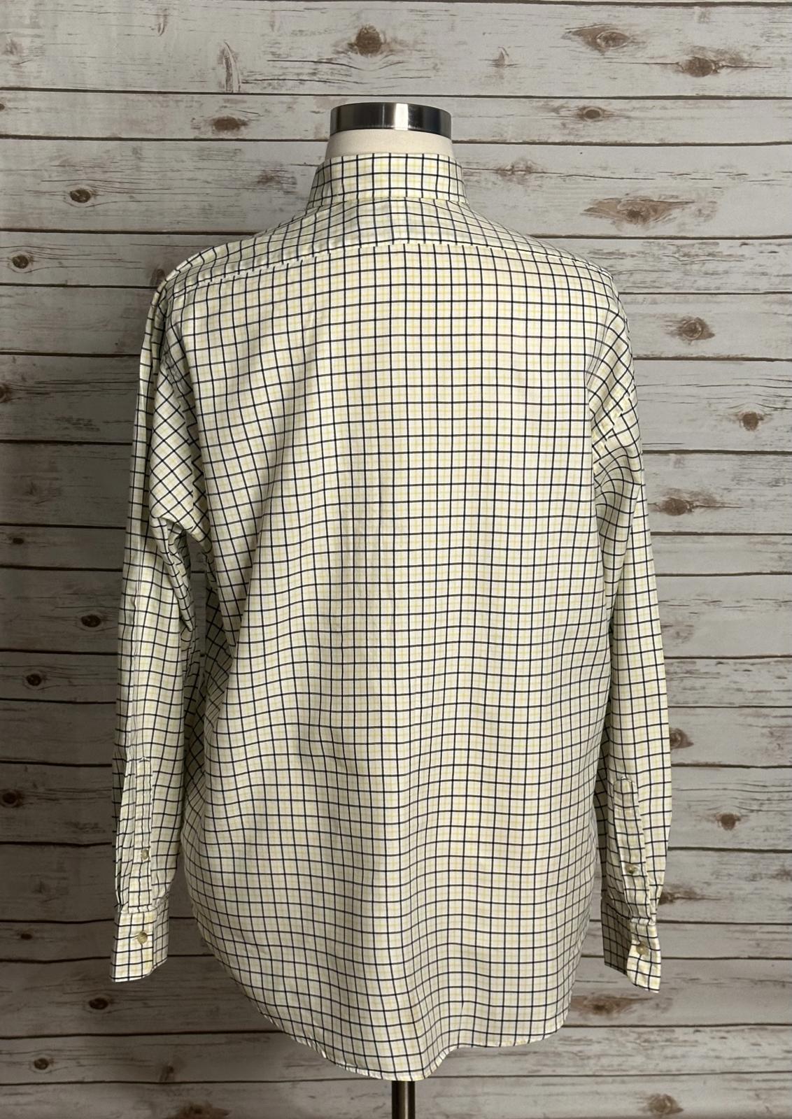 Polo by Ralph Lauren cotton white/navy/yellow plaid button-up shirt Size XL
