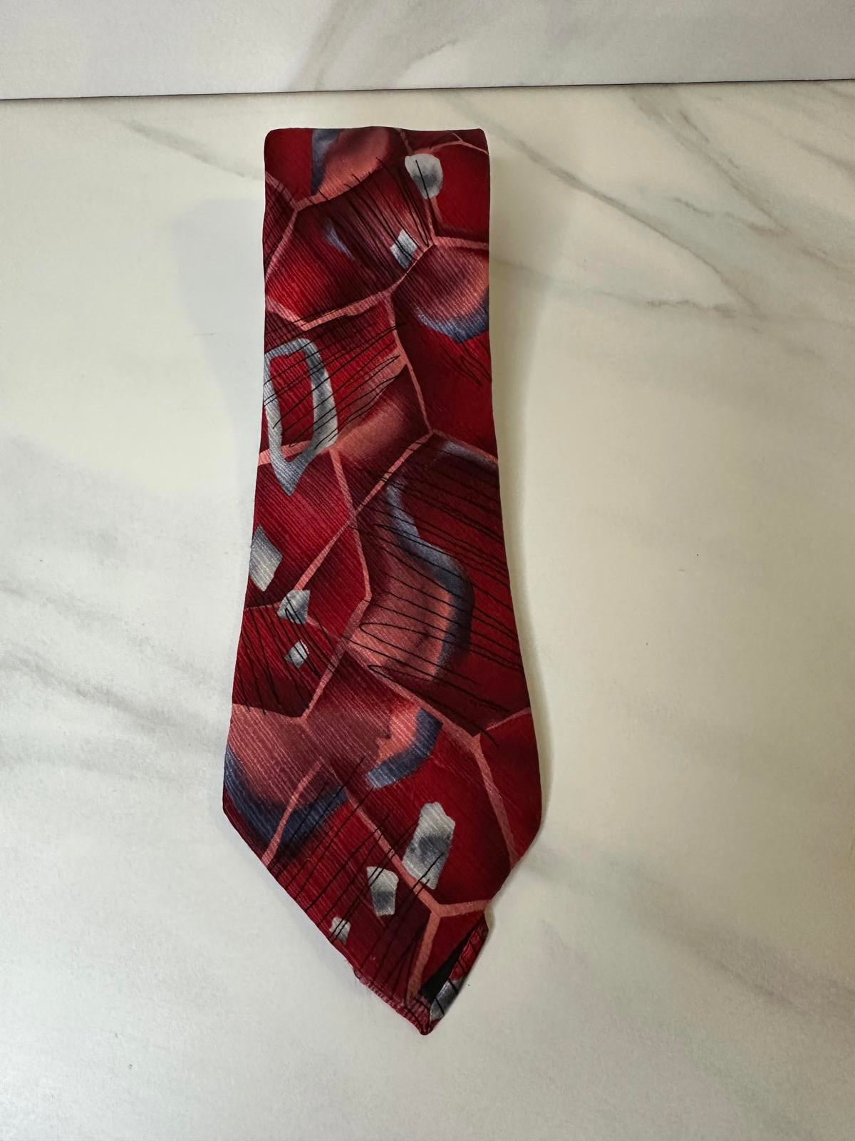 J. Garcia red artsy 'Sun Movement' Collection 56 corpcore 100% silk necktie