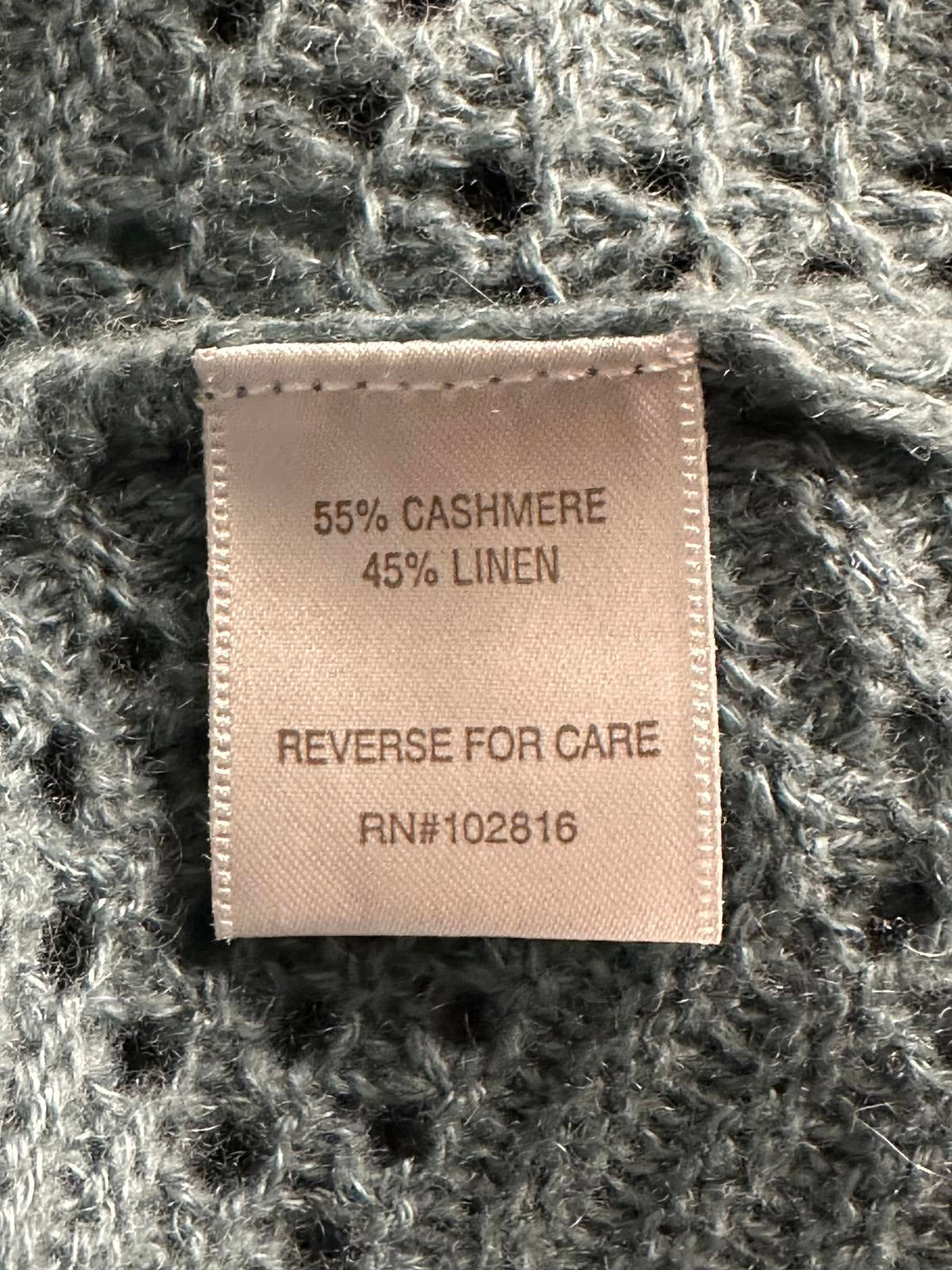 Garnet Hill casual blue/grey cashmere/linen open front cardigan sweater Size XS
