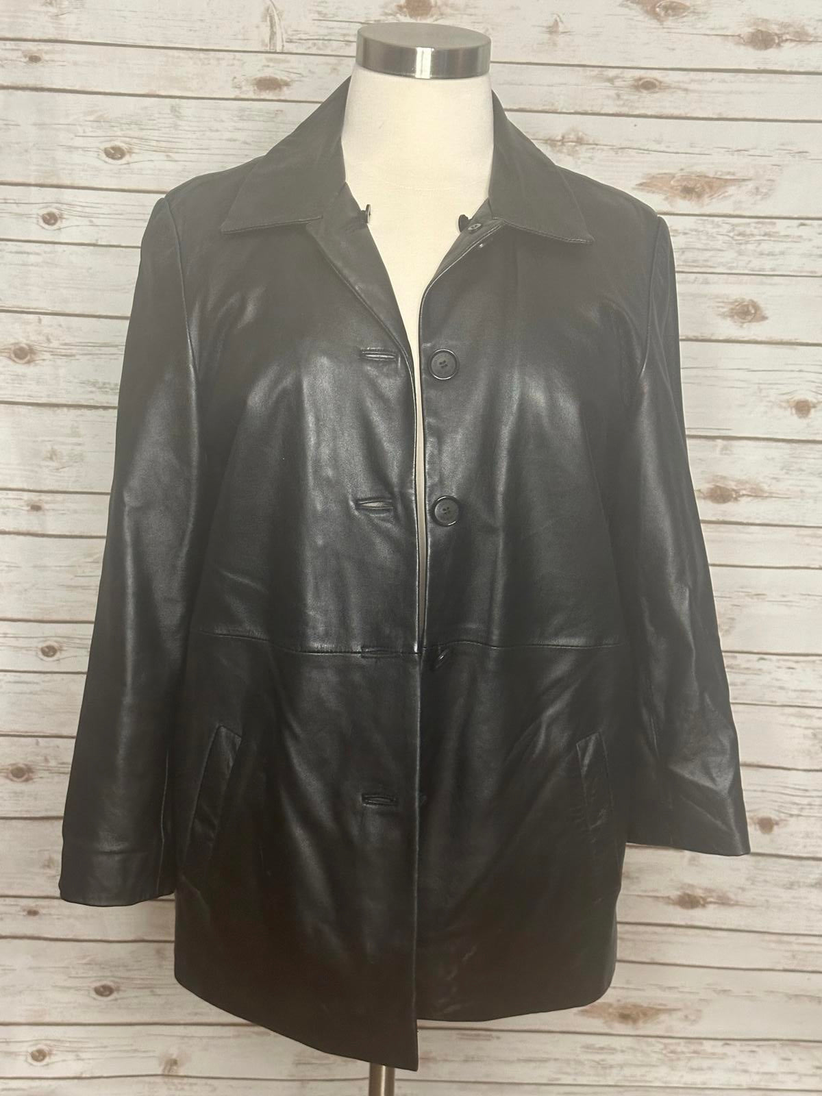 London Fog black leather jacket Size Large