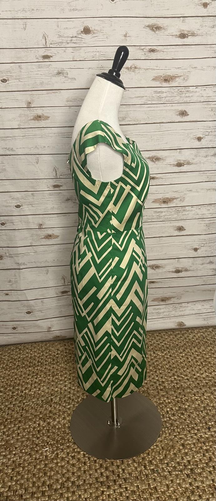 Milly green/white cotton officecore sheath dress Size 4