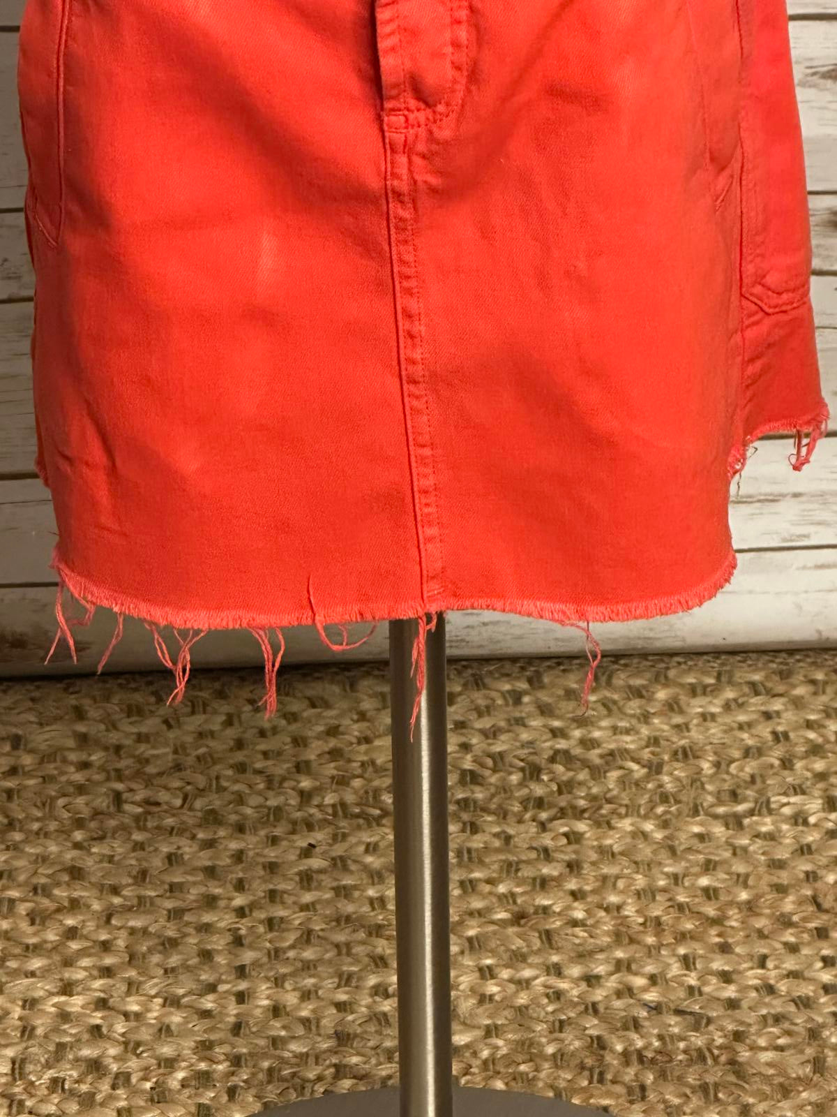 Urban Outfitters BDG coral cotton raw hem denim mini skirt Size Small