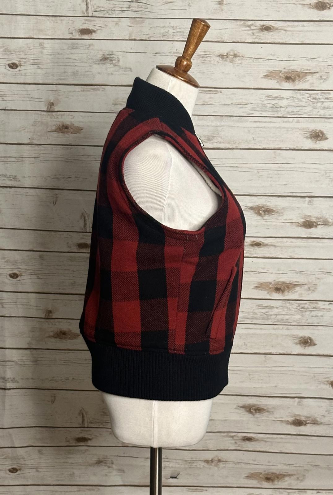 Madewell wool buffalo plaid sherpa fleece lined full zip vest Size Medium