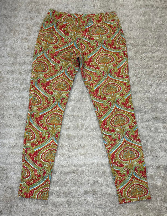 J. McLaughlin boho chic multicolored paisley legging pull-on pants Size Medium