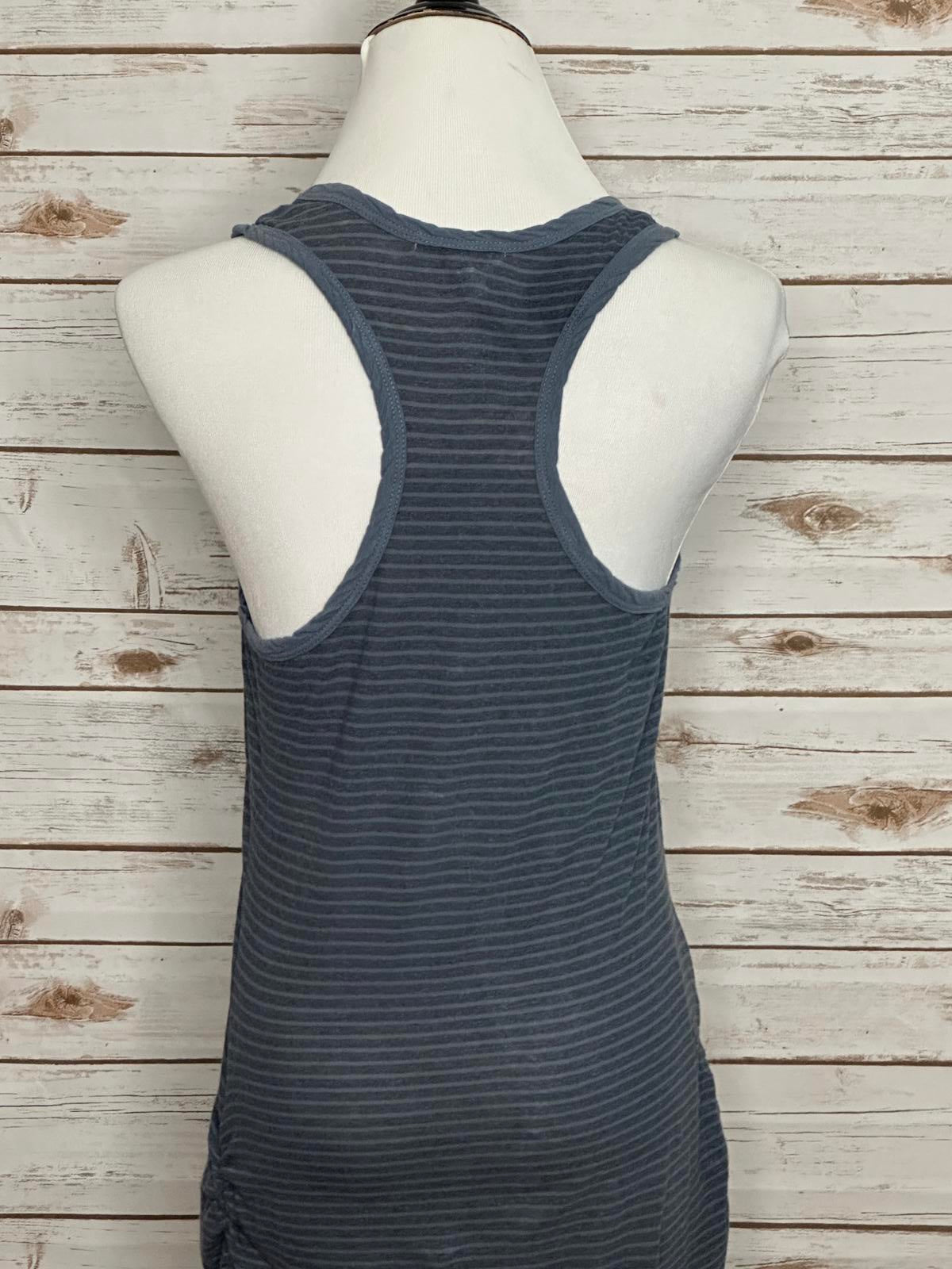 James Perse cotton grey/blue striped racerback ruched maxi dress Size 2/Med