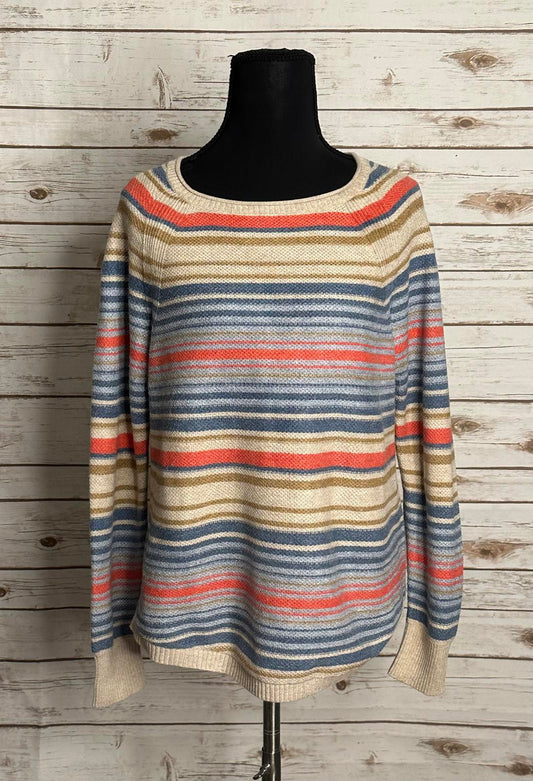 L.L. Bean textured multicolored striped long sleeve pullover sweater Size XS