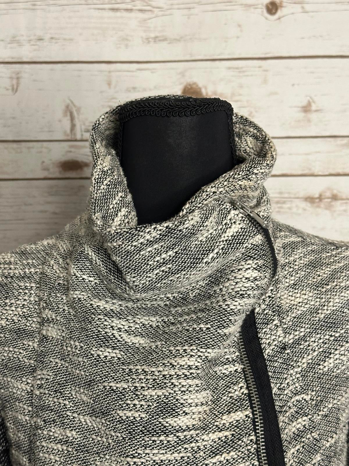 Old Navy black/white marled boucle moto long sleeve full zip jacket Size Small