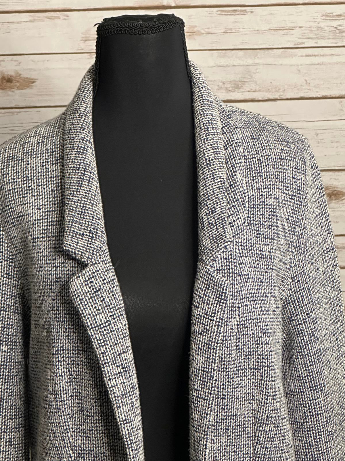 Topshop classic black/white tweed open front knit cardigan jacket Size 6