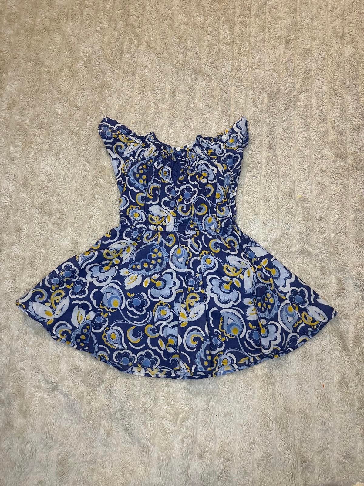 J.Crew/Crewcuts royal blue floral smocked flutter sleeve dress Size 3/3T