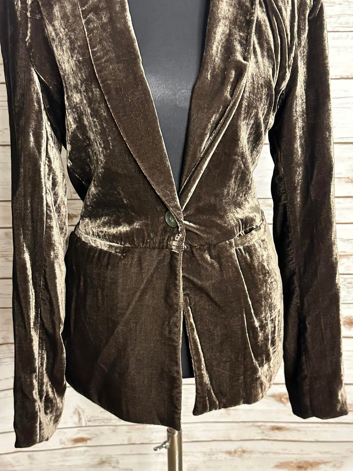 Anthropologie Cartonnier iridescent velvet single-breasted blazer Size 4
