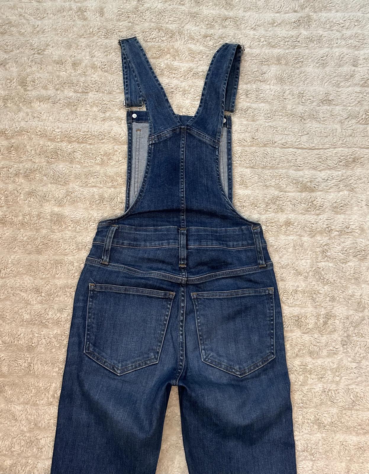 Madewell classic medium wash skinny frayed hem denim overalls Size XXS