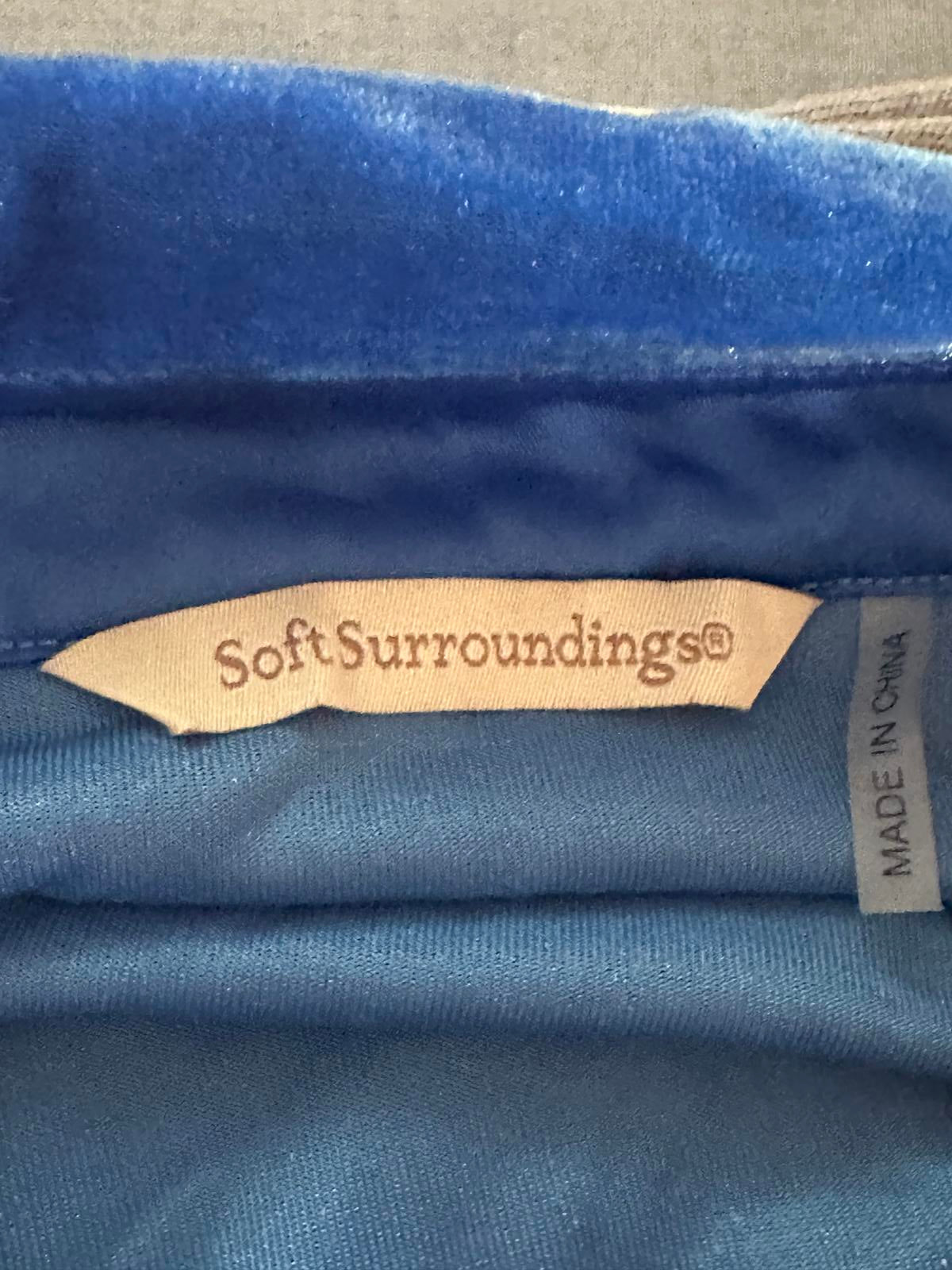 Soft Surroundings sapphire blue velvet button-down shirt Size PL