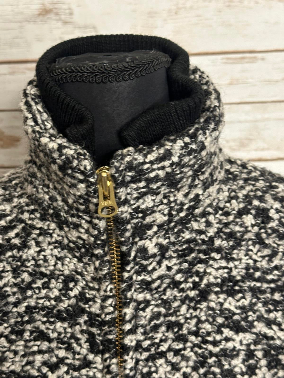 J.Crew black/white Italian wool speckled boucle Lodge coat Size 00P