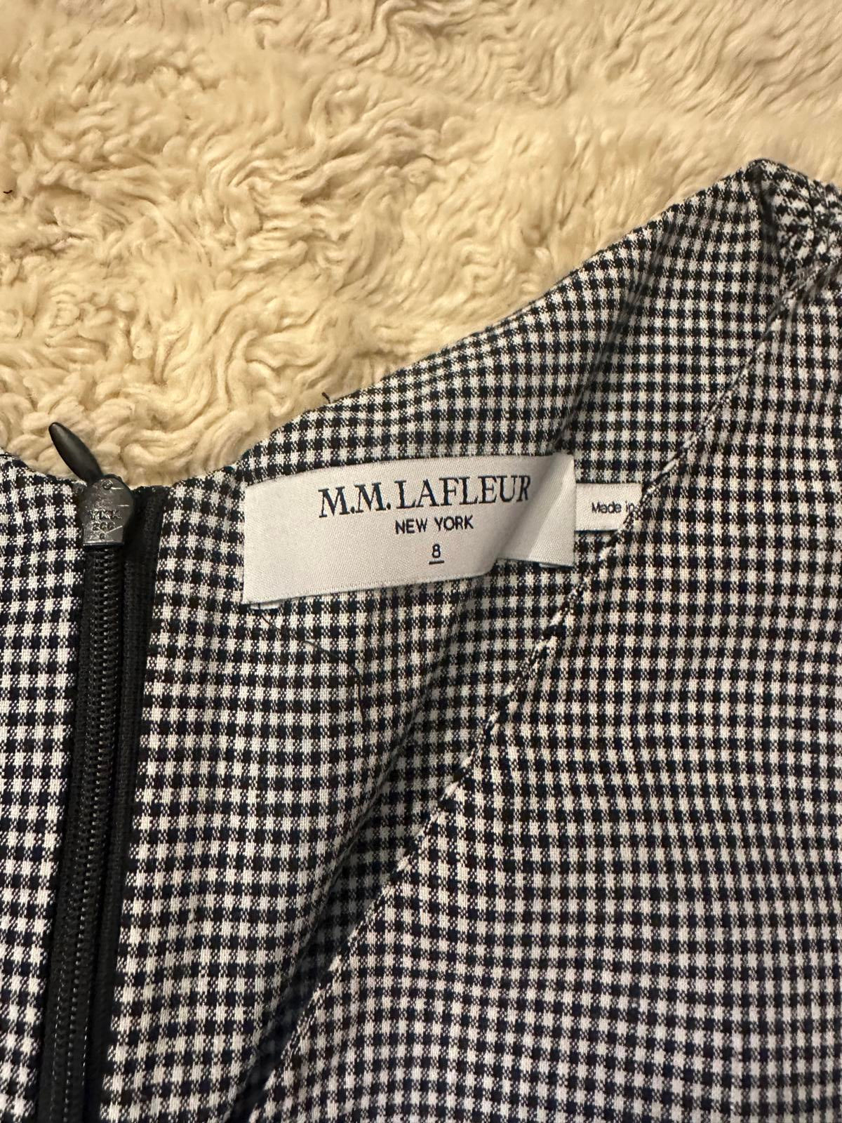 M.M. Lafleur black/white gingham linen-blend Demi wide leg jumpsuit Size 8