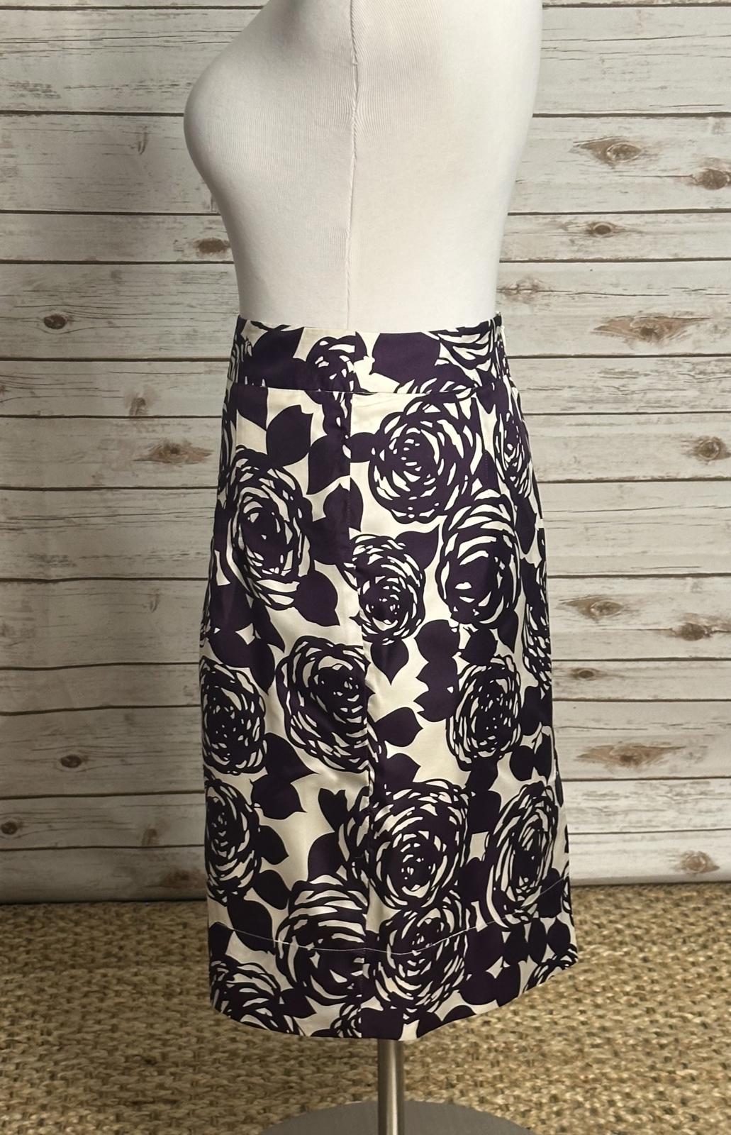 Boden office siren business casual purple silk floral pencil skirt Size 14R