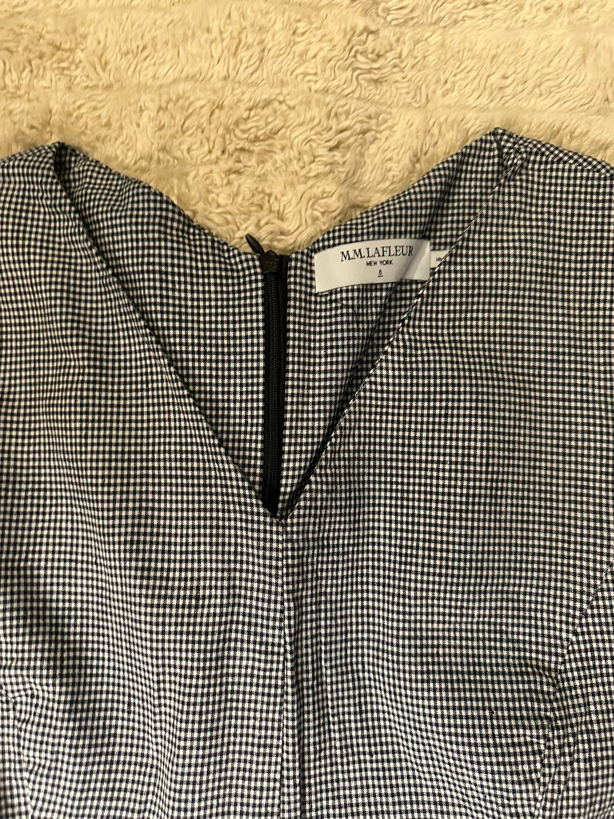 M.M. Lafleur black/white gingham linen-blend Demi wide leg jumpsuit Size 8