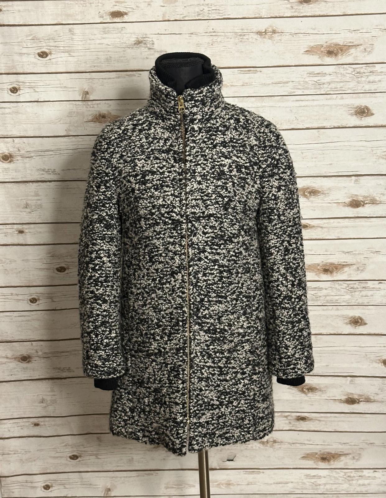 J.Crew black/white Italian wool speckled boucle Lodge coat Size 00P