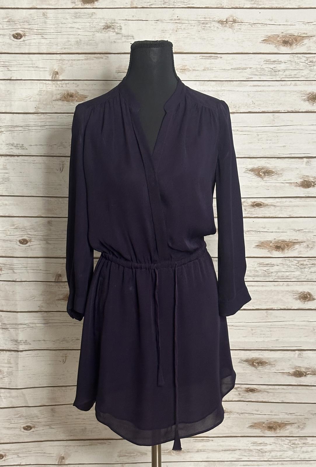 Aritzia Babaton Bennett purple silk drawstring waist shirt mini dress Size XS