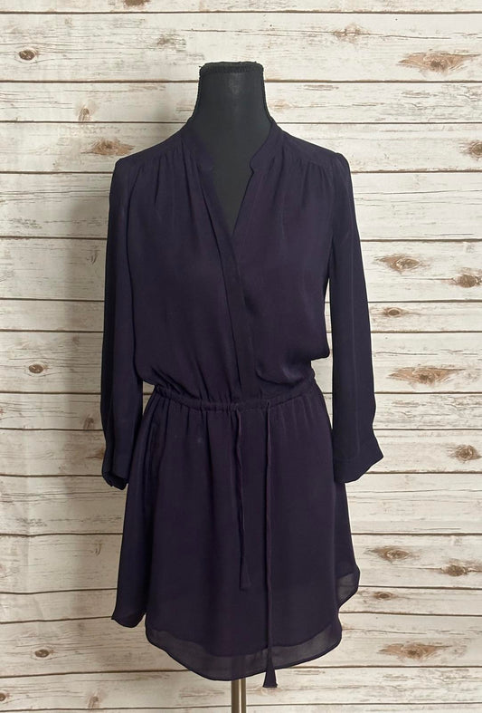 Aritzia Babaton Bennett purple silk drawstring waist shirt mini dress Size XS
