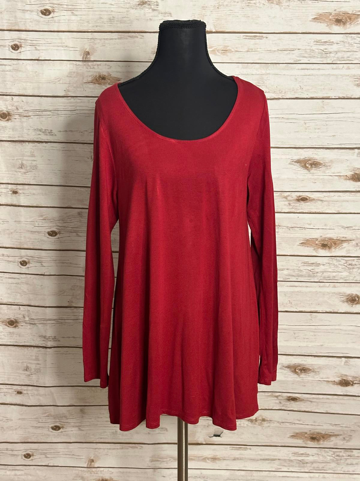 Soft Surroundings casual red jersey knit scoop neck long sleeve tunic Size Small