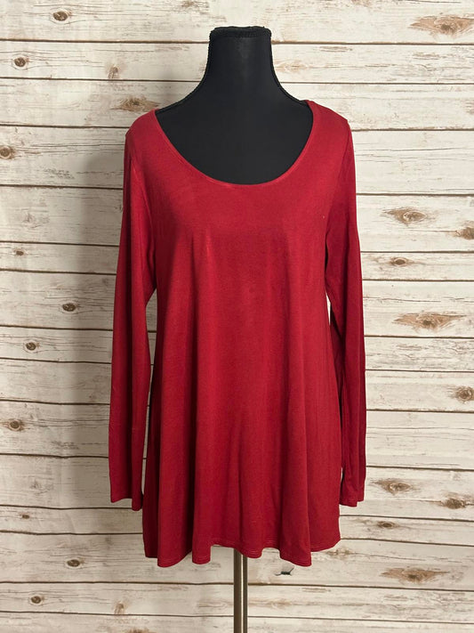 Soft Surroundings casual red jersey knit scoop neck long sleeve tunic Size Small