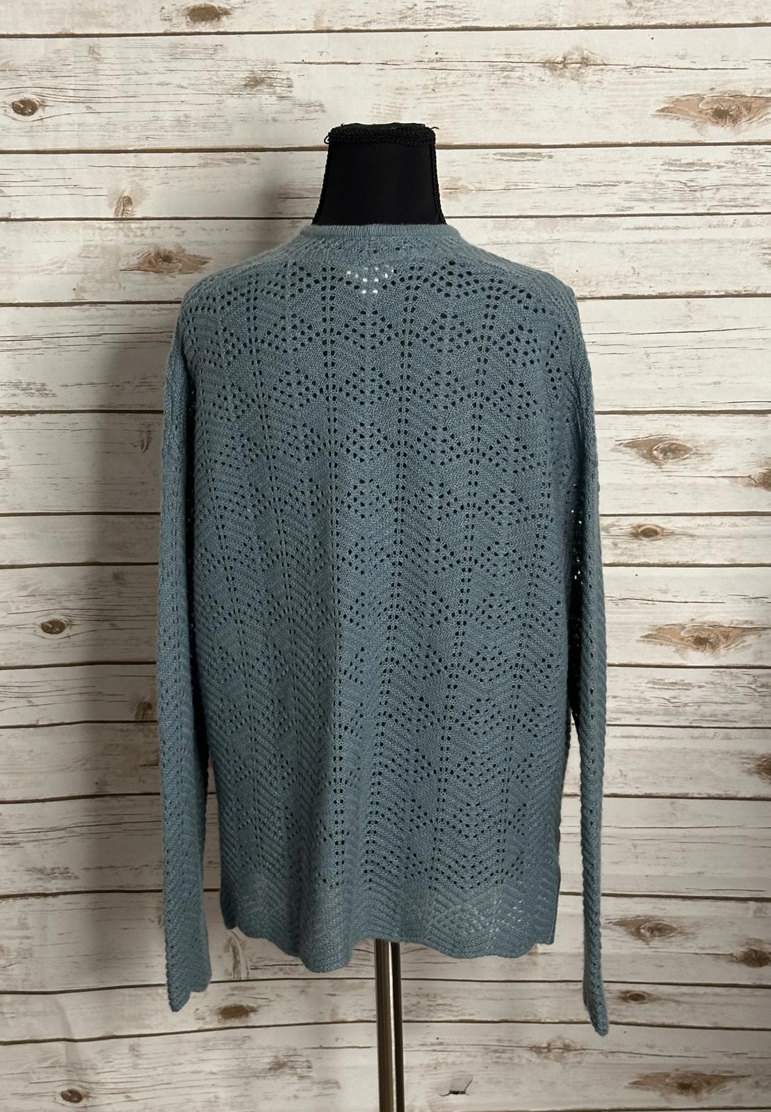Garnet Hill casual blue/grey cashmere/linen open front cardigan sweater Size XS