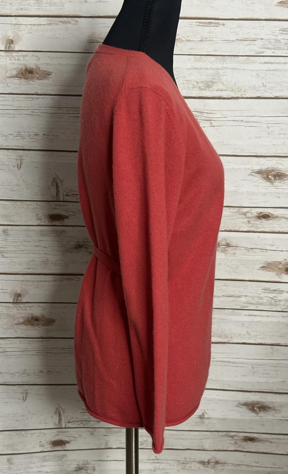 Garnet Hill cozycore casual coral cashmere V-neck wrap sweater Size Small