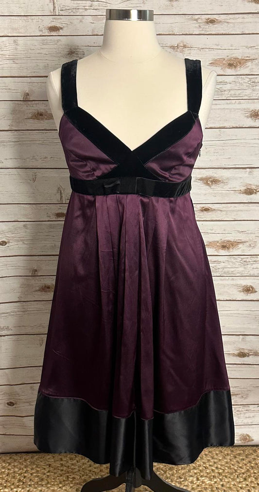 Banana Republic whimsigoth purple/black silk and velvet babydoll dress Size 14