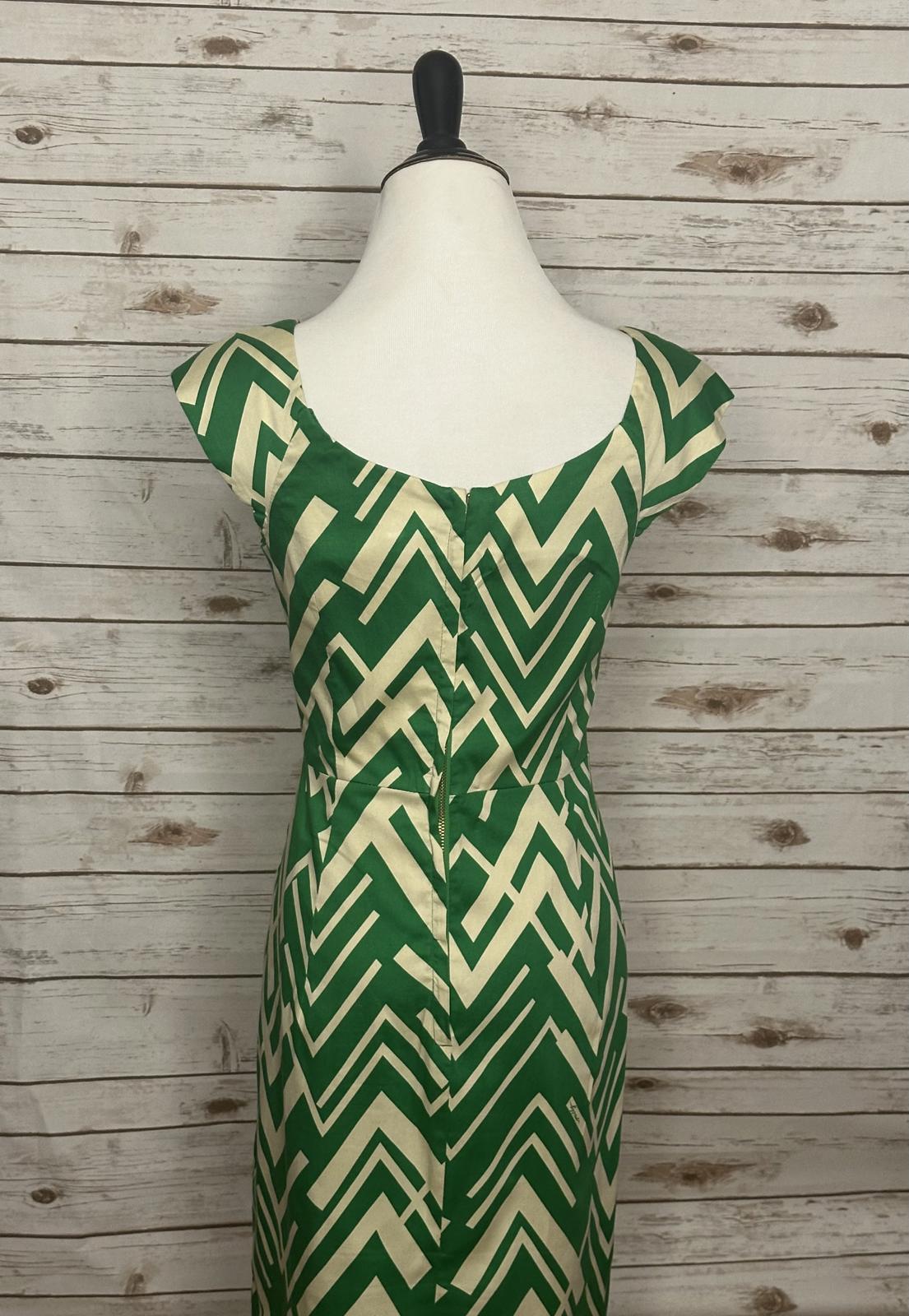 Milly green/white cotton officecore sheath dress Size 4