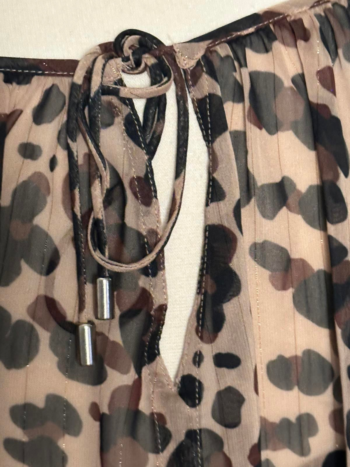 NYDJ sheer leopard -print split neck peasant blouse Size 2X