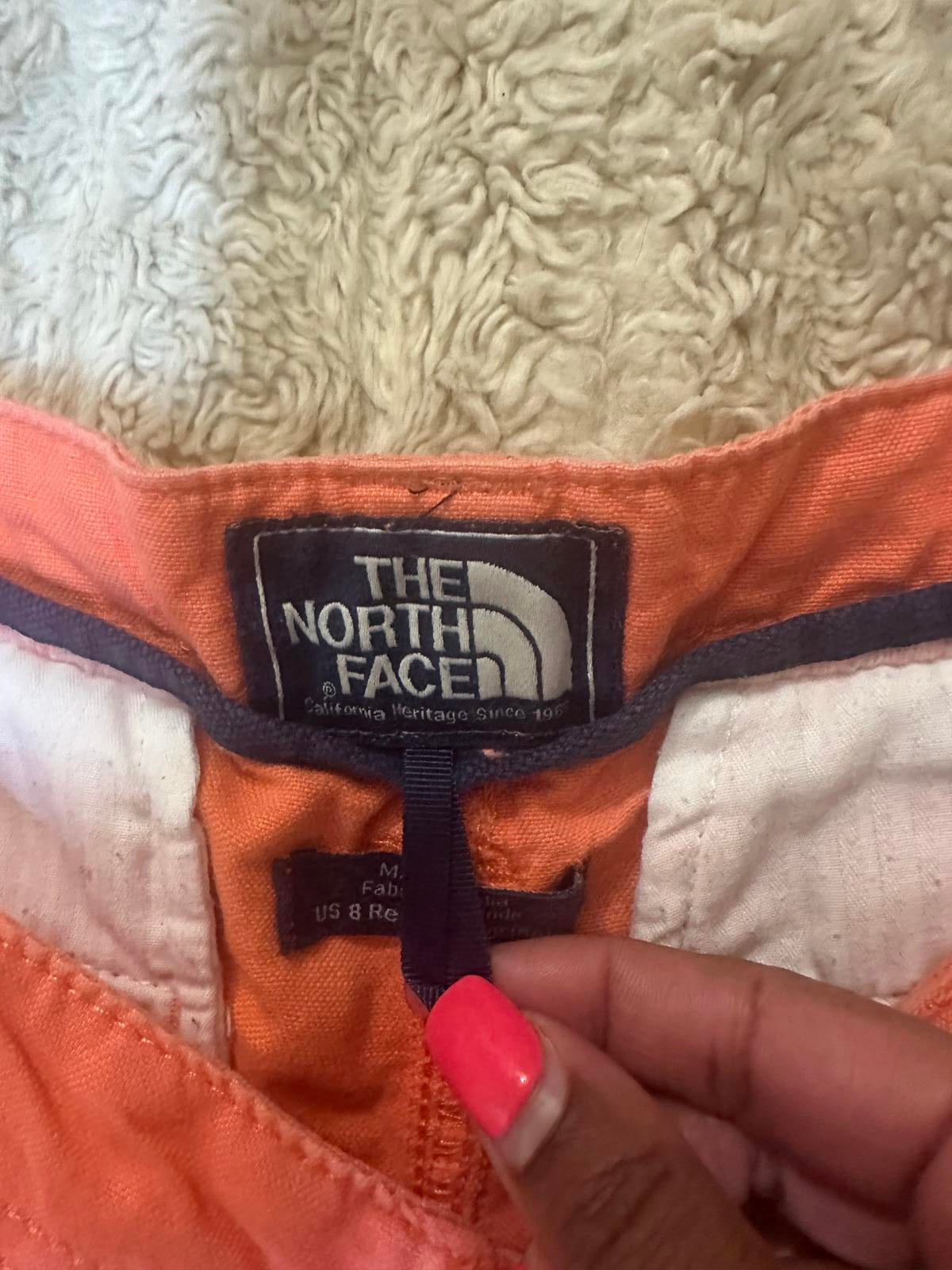 The North Face casual orange cotton/linen chino shorts Size 8