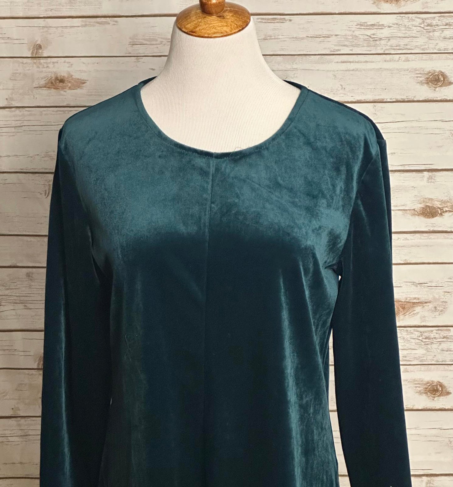 Vintage Spiegel long sleeve jewel-toned green velvet A-line dress Size 12